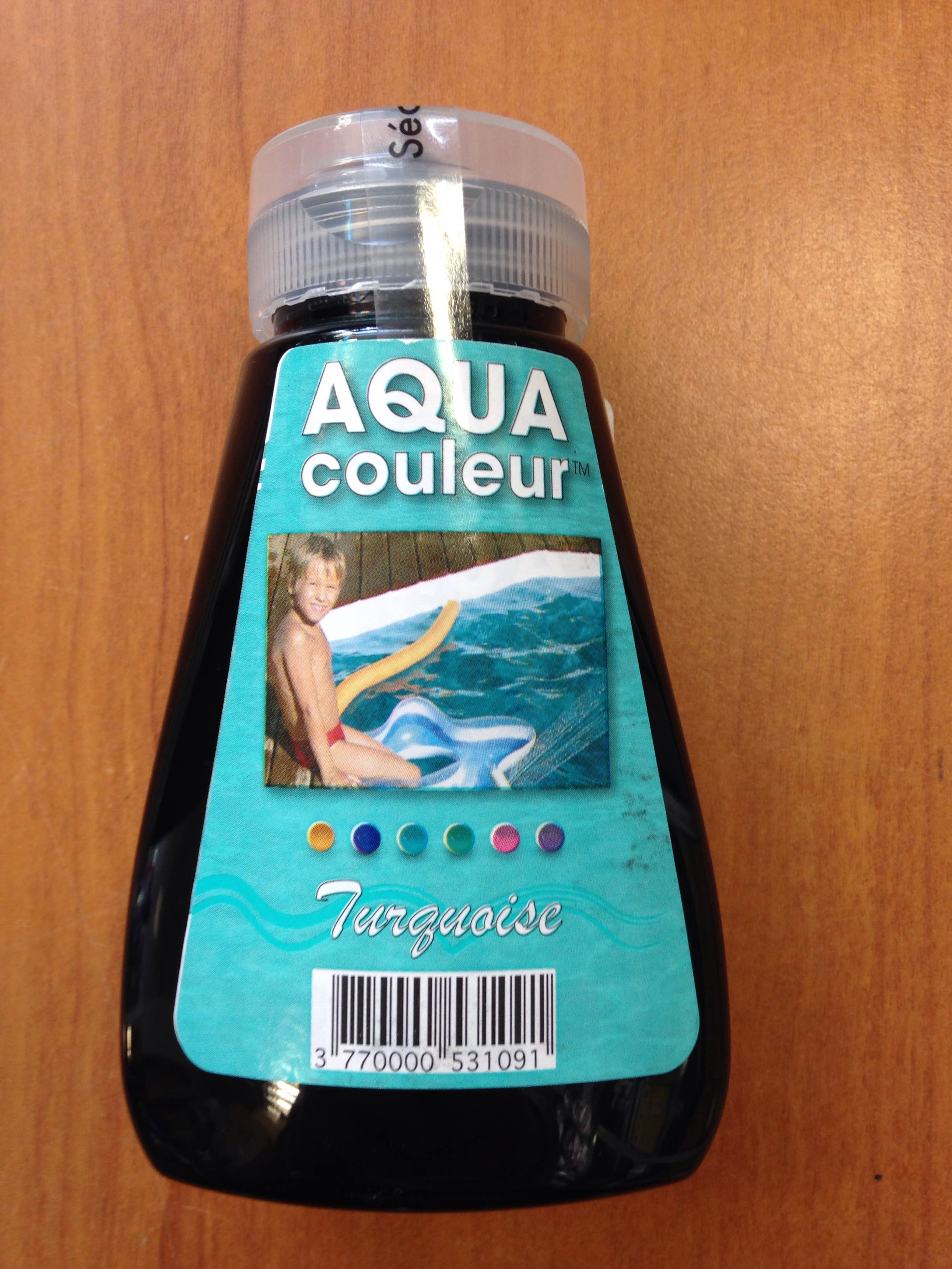 COLORANT PISCINE OU SPA BLEU TURQUOISE AQUACOULEUR FLACON 180 ML / 